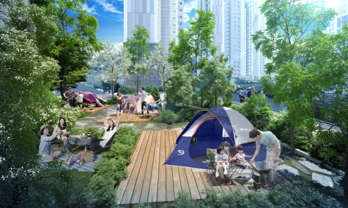 사진= 두산위브더제니스 양산, 단지 내 캠핑장 이미지(두산건설 제공)